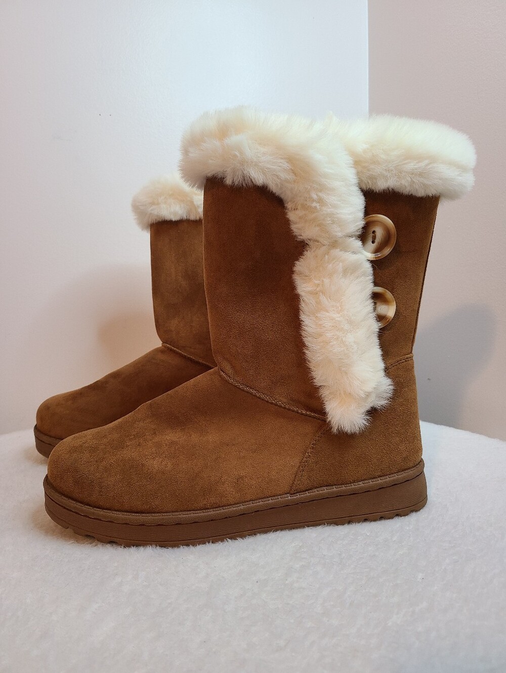 Kohl's SO "Abigail" Chestnut Faux Fur Cozy Boots Size Women's 9M